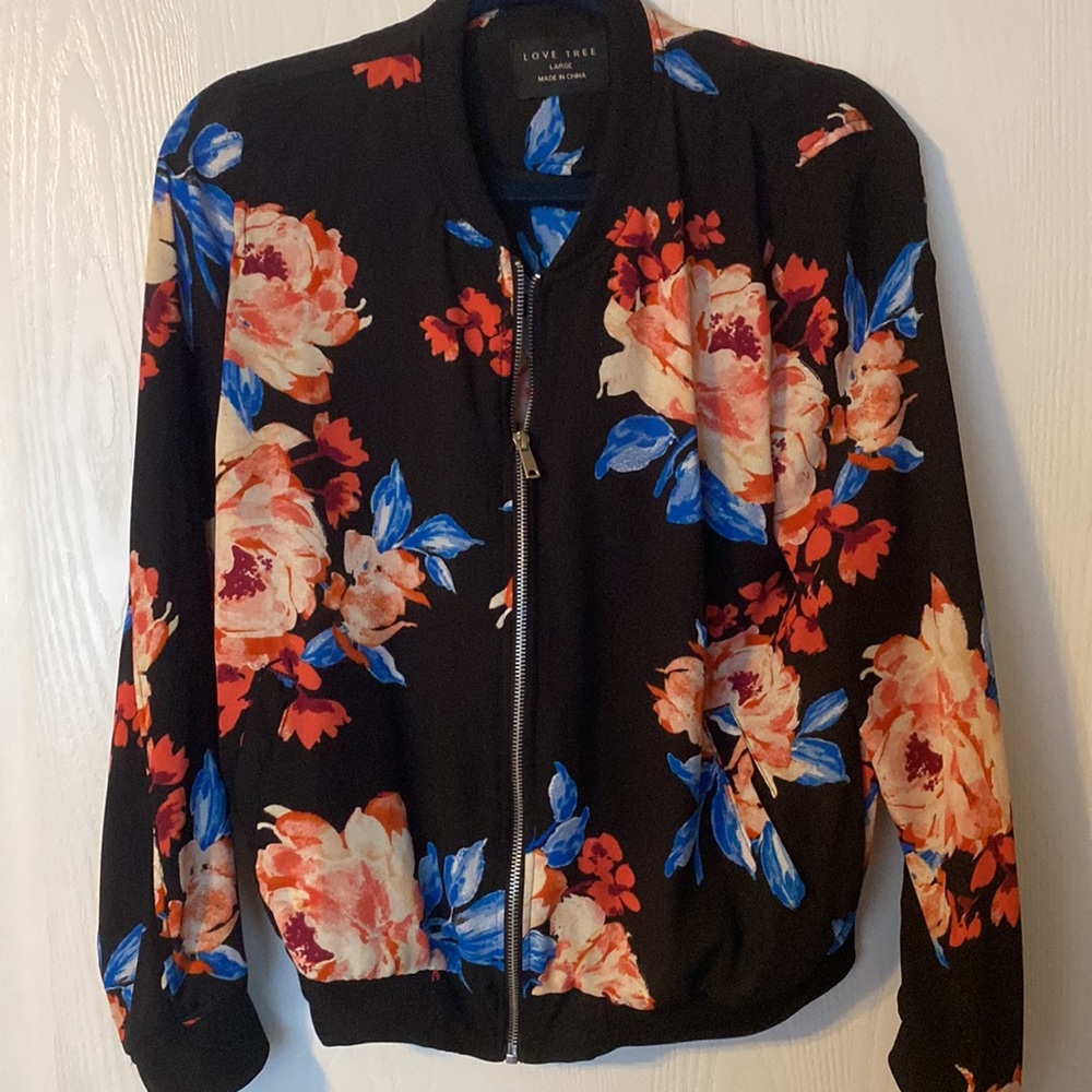 Love Tree Floral Bomber Jacket